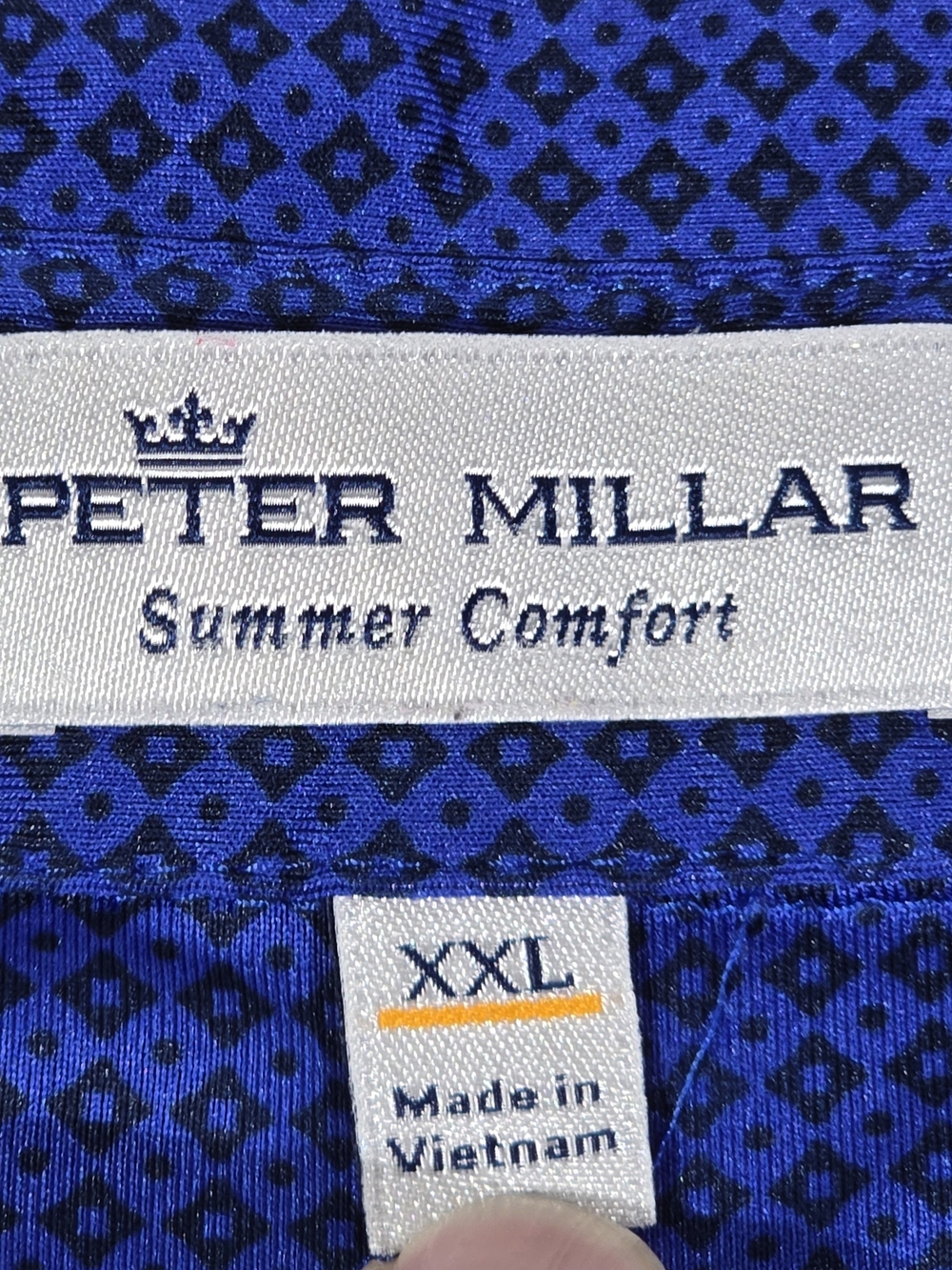 Peter Millar Summer Comfort Polo in Royal Blue & Black Diamond Print